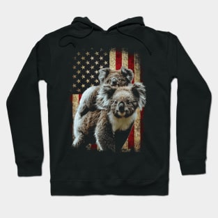 Eucalyptus Embrace Koala American Flag Wildlife Couture Tee Delight Hoodie